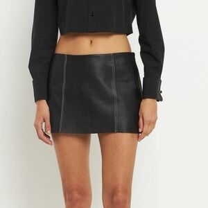 Reformation Veda Veranda Leather Low Rise Micro Mini Skirt Black 4